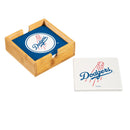 Los Angeles Dodgers Ceramic Coasters Set, 4pcs with Wood Caddy