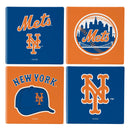 New York Mets Ceramic Coasters Set, 4pcs with Wood Caddy