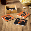 San Francisco Giants Ceramic Coasters Set, 4pcs with Wood Caddy