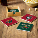 Minnesota Wild Ceramic Coasters Set, 4pcs with Wood Caddy