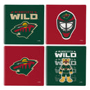 Minnesota Wild Ceramic Coasters Set, 4pcs with Wood Caddy