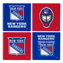 New York Rangers Ceramic Coasters Set, 4pcs with Wood Caddy