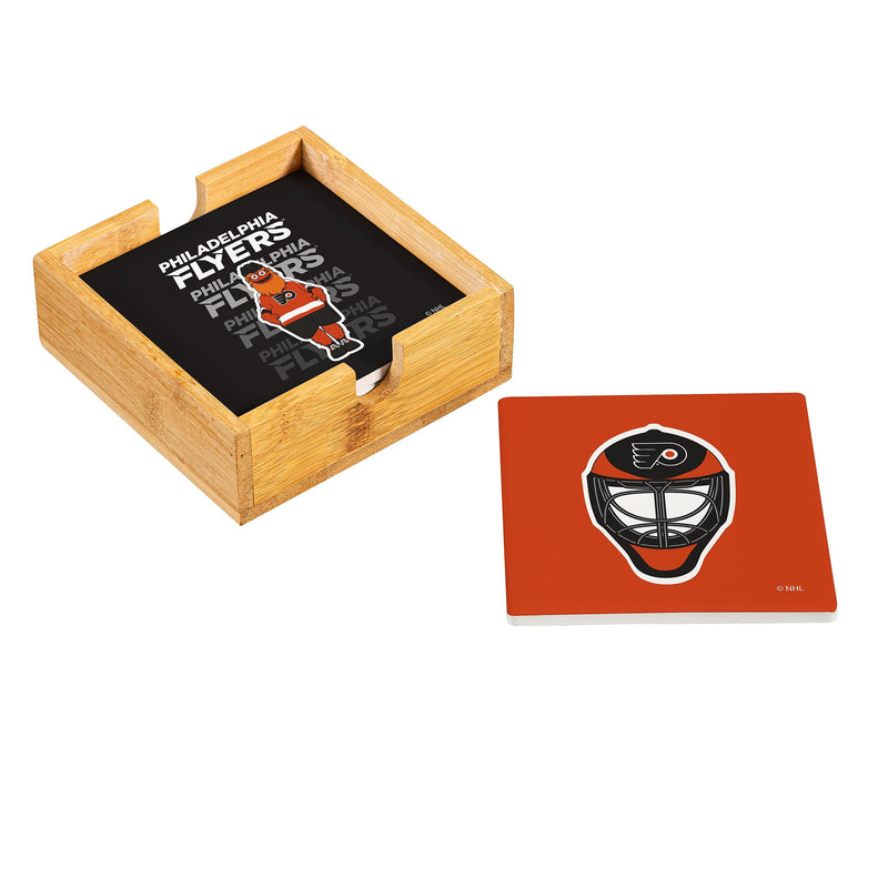 Philadelphia Flyers Ceramic Coasters Set, 4pcs with Wood Caddy