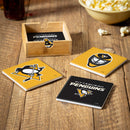 Pittsburgh Penguins Ceramic Coasters Set, 4pcs with Wood Caddy