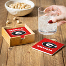 University of Georgia Ceramic Coasters Set, 4pcs with Wood Caddy