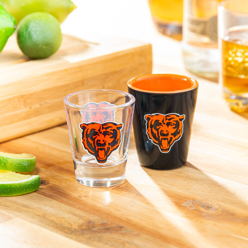 Chicago Bears 4-Piece Ceramic and Glass 2oz. Cup Set