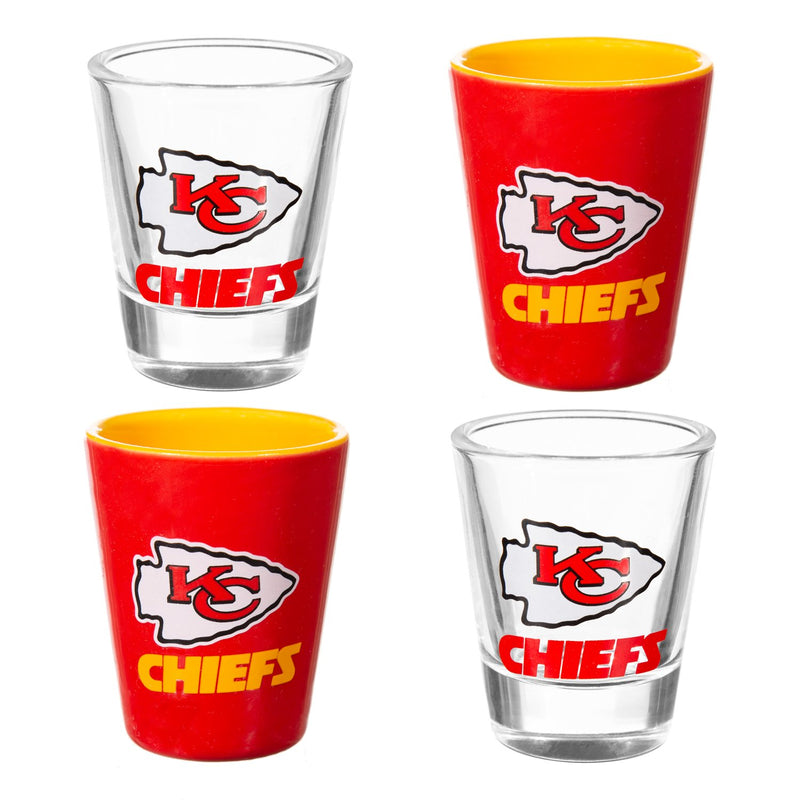 Kansas City Chiefs 4-Piece Ceramic and Glass 2oz. Cup Set