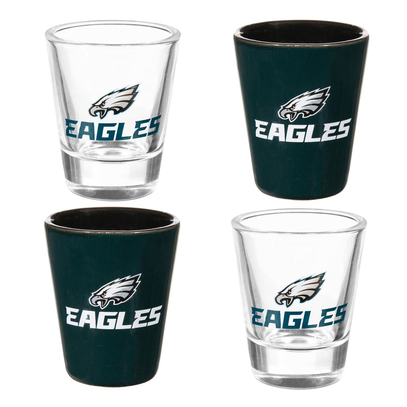 Philadelphia Eagles 4-Piece Ceramic and Glass 2oz. Cup Set