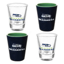 Seattle Seahawks 4-Piece Ceramic and Glass 2oz. Cup Set