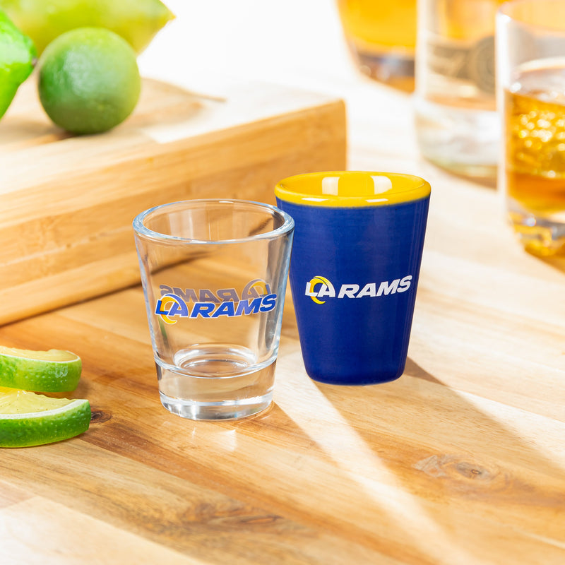 Los Angeles Rams 4-Piece Ceramic and Glass 2oz. Cup Set