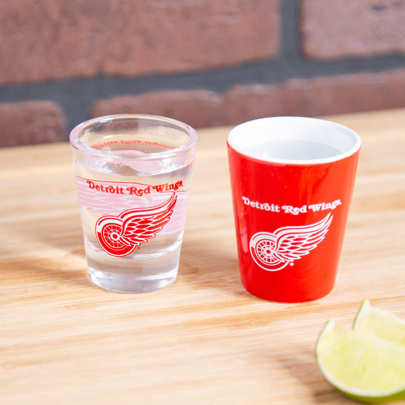 Detroit Red Wings 4-Piece Ceramic and Glass 2oz. Cup Set
