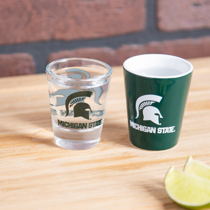 Michigan State University 4-Piece Ceramic and Glass 2oz. Cup Set