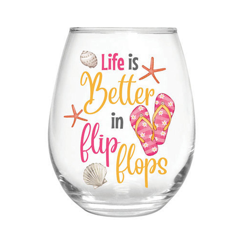 17 OZ Stemless Glass w/Box, Life is Better in Flip Flops