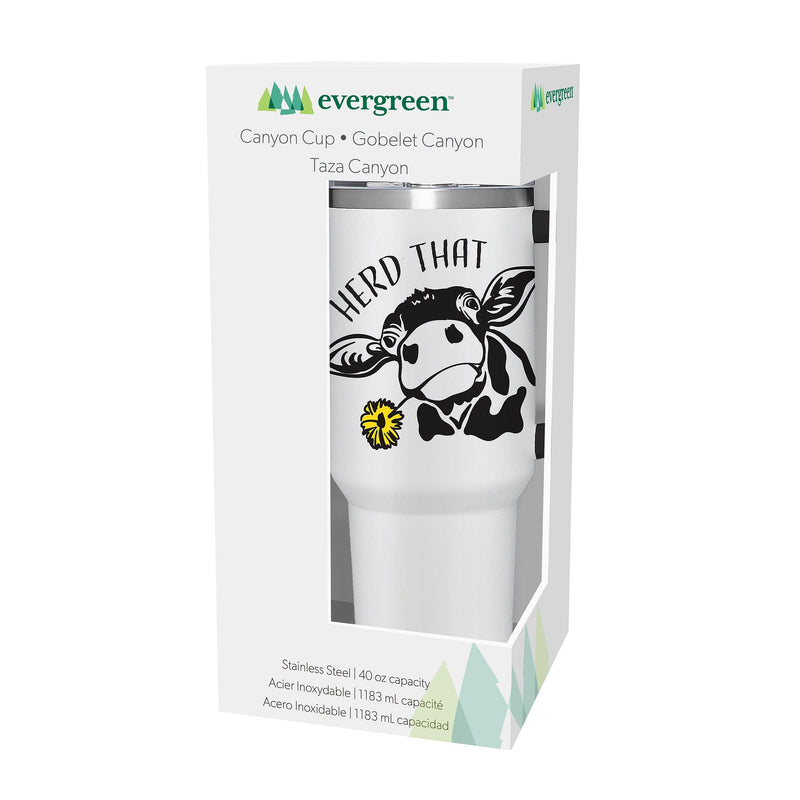 Herd That Cow Canyon Cup, Double Wall Stainless Steel w/ Straw, 40oz, Gift Box