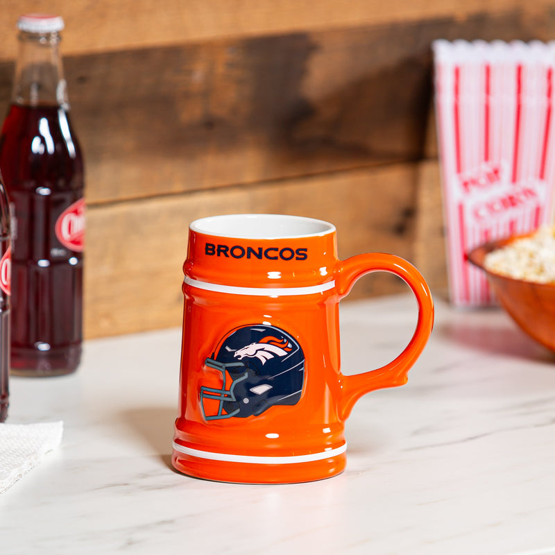 Denver Broncos Ceramic Stein Cup, 24oz