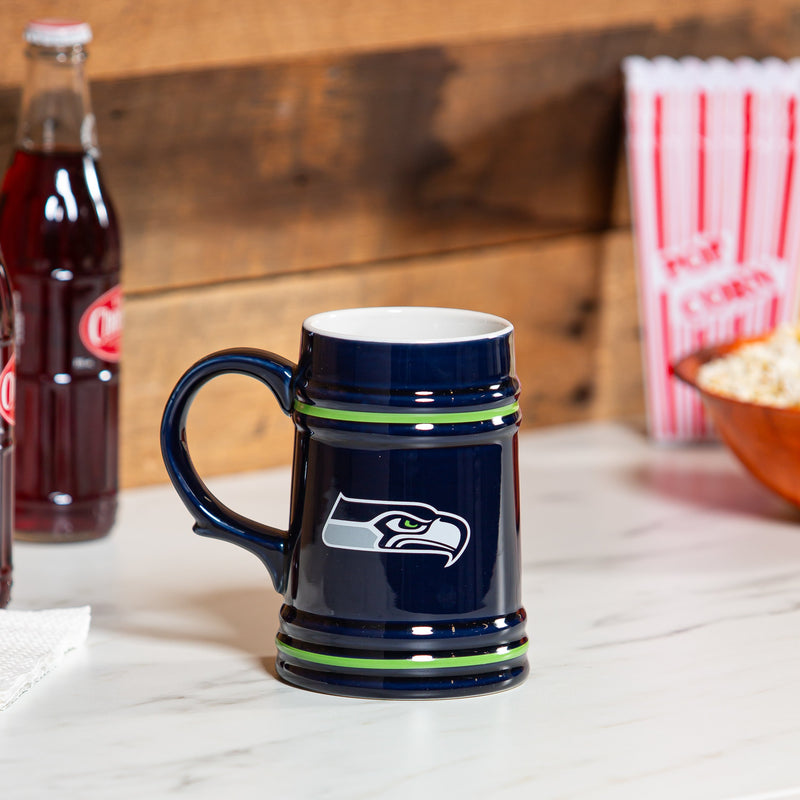 Seattle Seahawks Ceramic Stein Cup, 24oz