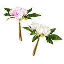 Artificial Peony Flower Bouquet, 2 Colors, 6 Of Each, 12 Total