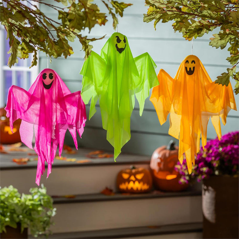 Colorful Hanging Ghosts, 3 Asst.