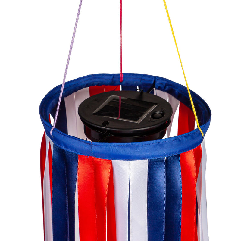 Evergreen Wind,Patriotic Ribbon Solar Powered Windsock,6x6x47 Inches