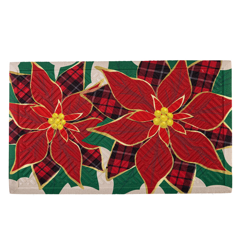 Welcome Poinsettia Embossed Mat