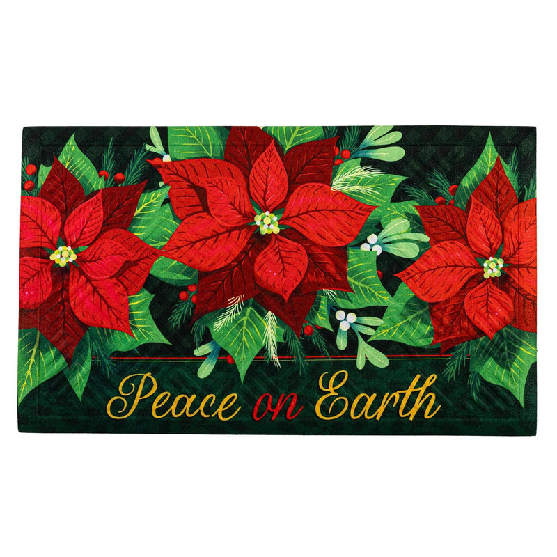 Peace On Earth Poinsettia Embossed Mat
