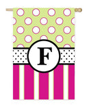 Flag, Gar, New Baskerville Peppy Monogram "F" (Black Topstitch)