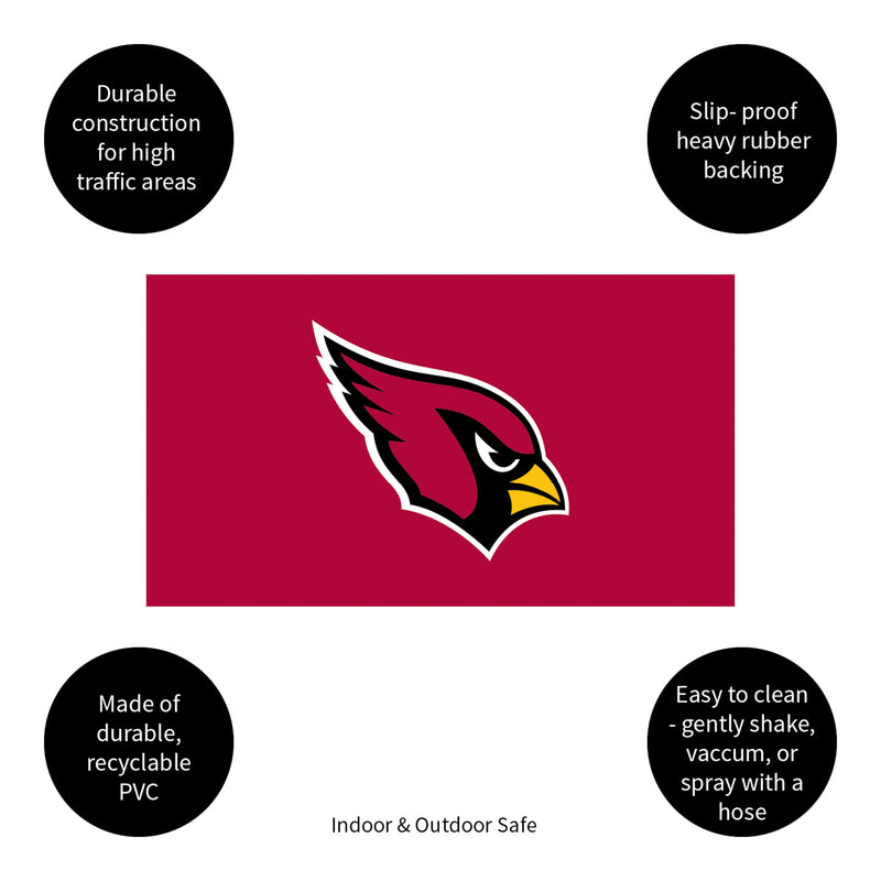 Full Color PVC Mat, 16" x 28", Arizona Cardinals