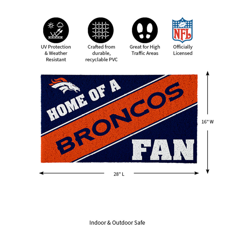 Denver Broncos, PVC Mat COLOR, Home of a Fan
