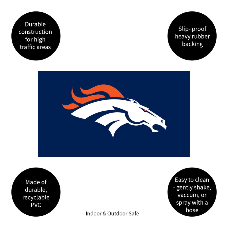 Full Color PVC Mat, 16" x 28", Denver Broncos