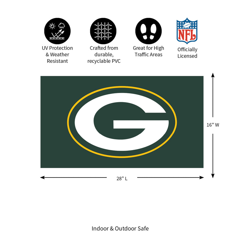 Full Color PVC Mat, 16" x 28", Green Bay Packers