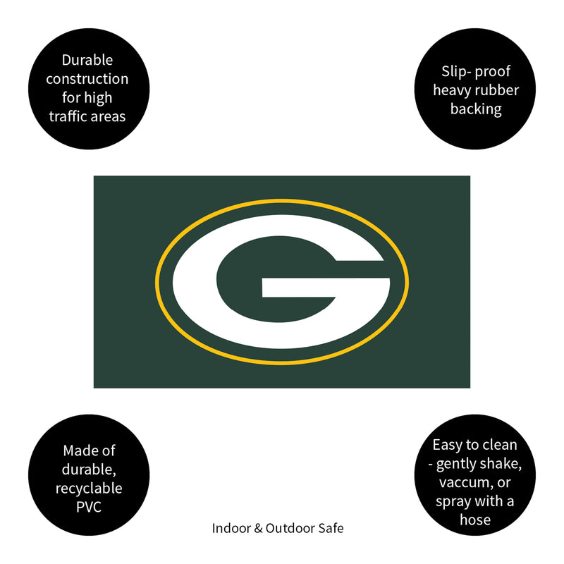 Full Color PVC Mat, 16" x 28", Green Bay Packers