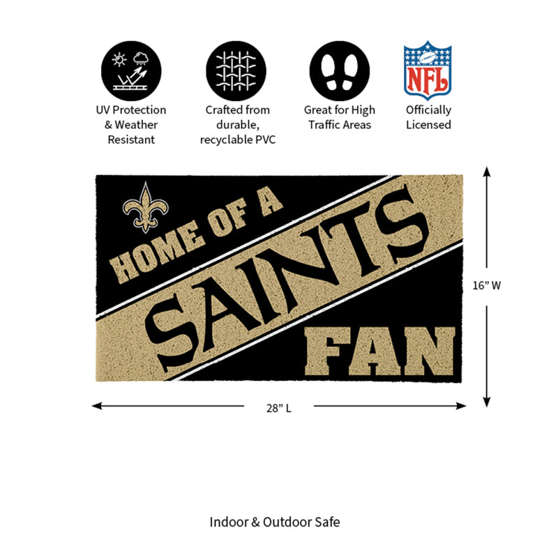 New Orleans Saints, PVC Mat COLOR, Home of a Fan