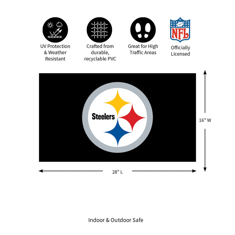 Full Color PVC Mat, 16" x 28", Pittsburgh Steelers