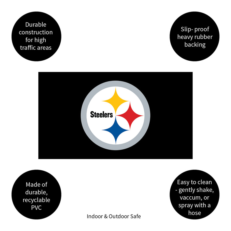 Full Color PVC Mat, 16" x 28", Pittsburgh Steelers