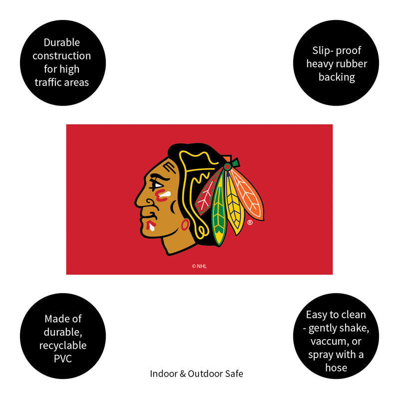 Full Color PVC Mat, 16" x 28", Chicago Blackhawks