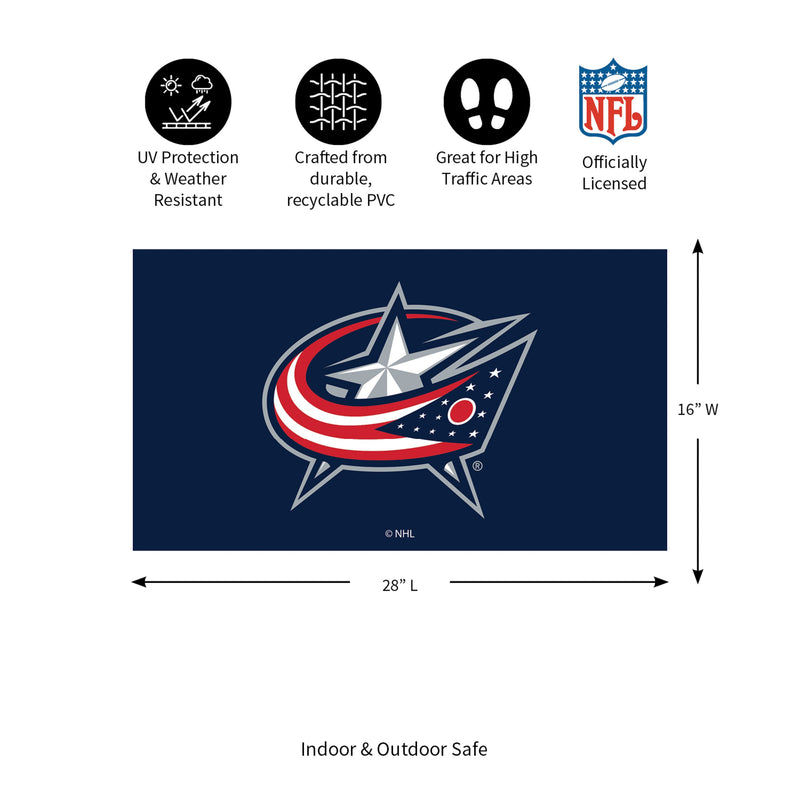 Full Color PVC Mat, 16" x 28", Columbus Blue Jackets