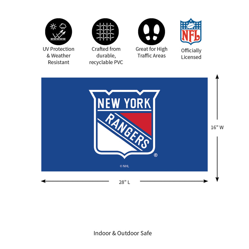 Full Color PVC Mat, 16" x 28", New York Rangers