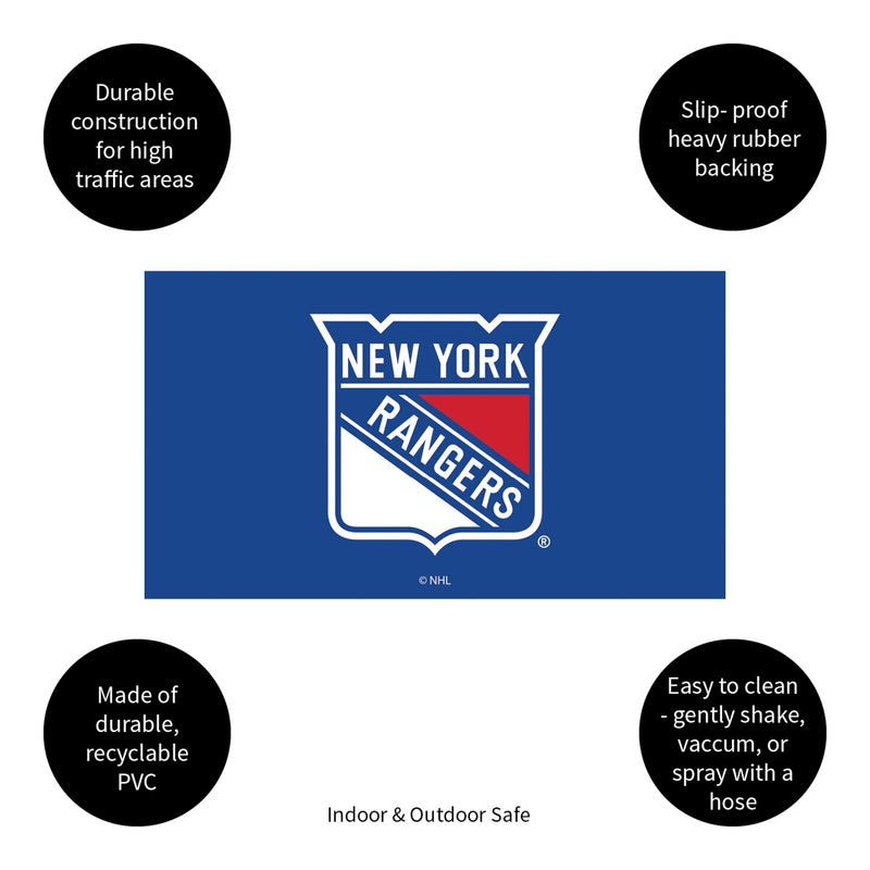 Full Color PVC Mat, 16" x 28", New York Rangers