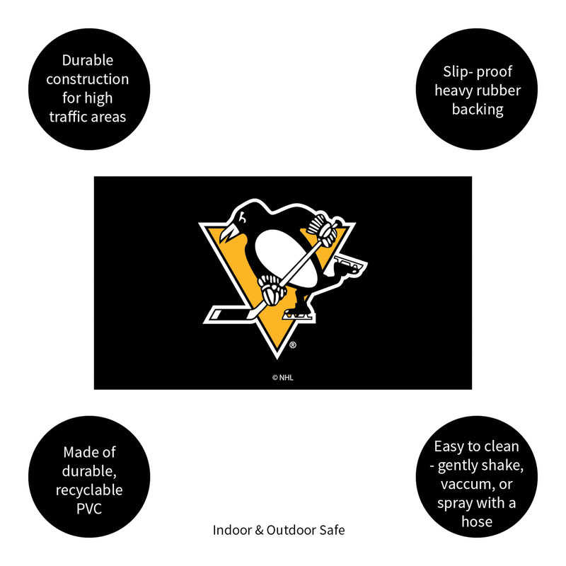 Full Color PVC Mat, 16" x 28", Pittsburgh Penguins