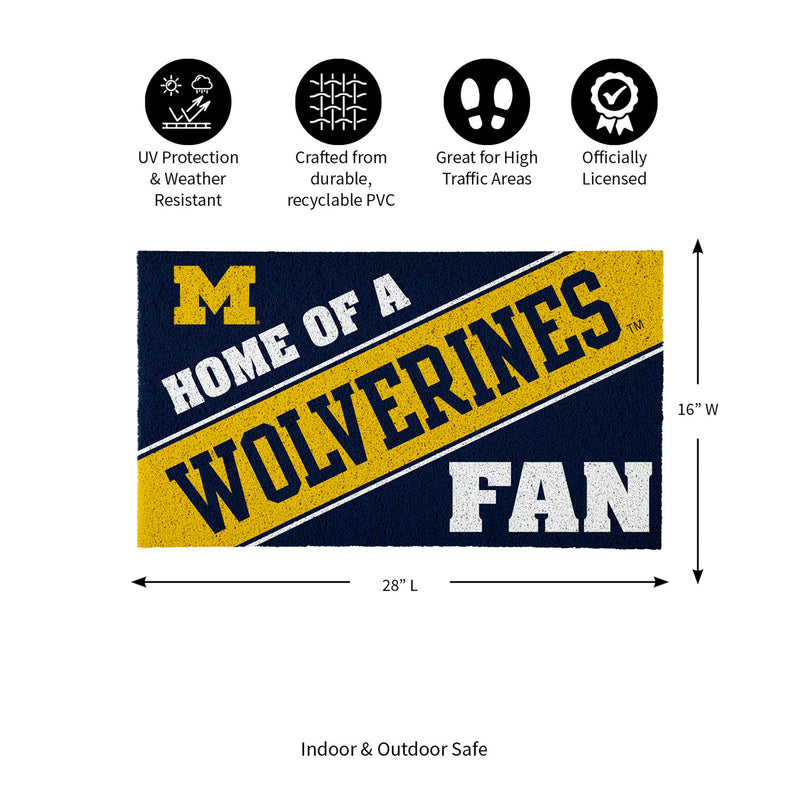 University Of Michigan, PVC Mat COLOR, Home of a Fan