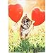 Kitten with Heart Balloons Garden Satin Flag