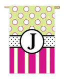 Flag, Gar, New Baskerville Peppy Monogram "J" (Black Topstitch)