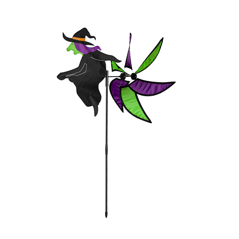 Evergreen Wind,Witch and Ghost Pinwheel Spinner, 2 Assorted,18.9x40.55x19.69 Inches