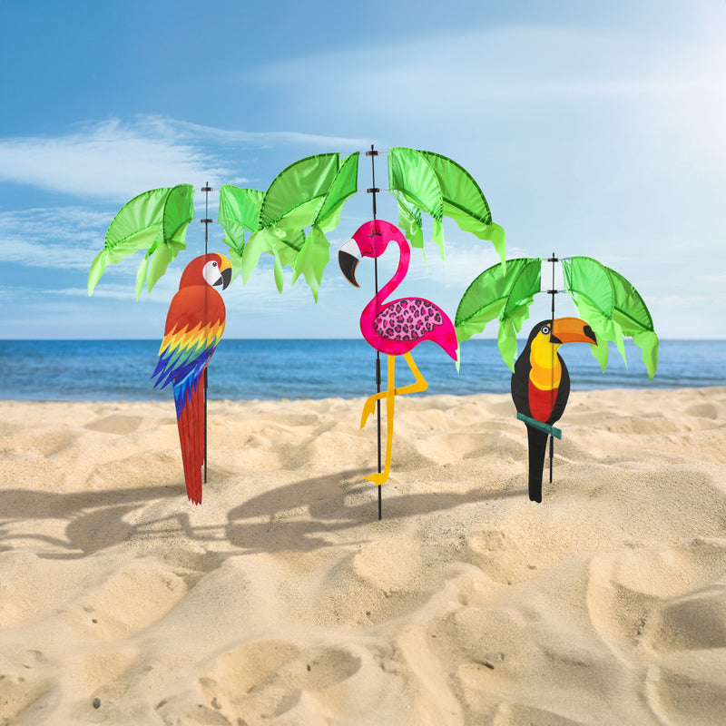 Tropical Bird Pinwheel Spinner, 3 Asst,45482