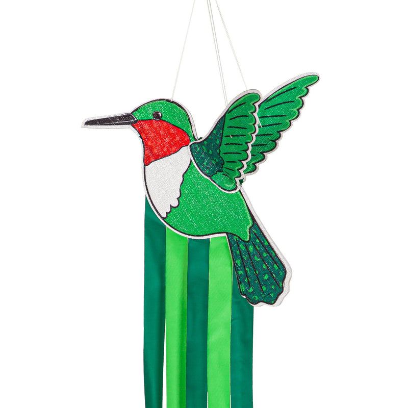 Evergreen Wind,3D Hummingbird Shaped Fabric Wind Spinner,12x0.1x40 Inches