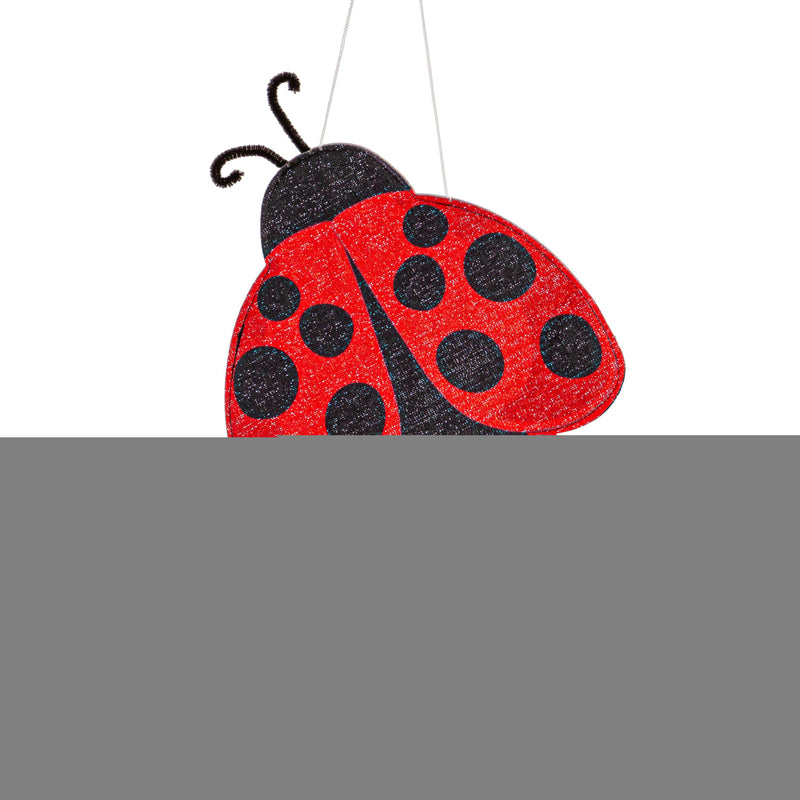 Evergreen Wind,Ladybug Welcome Shaped Fabric Wind Spinner,10.5x0.1x40 Inches