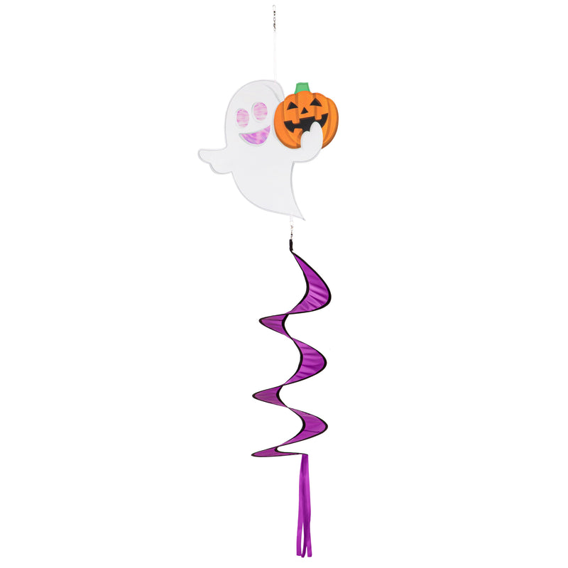 Halloween Ghost with Iridescence Eyes and Mouth Fabric Wind Spinner,45637