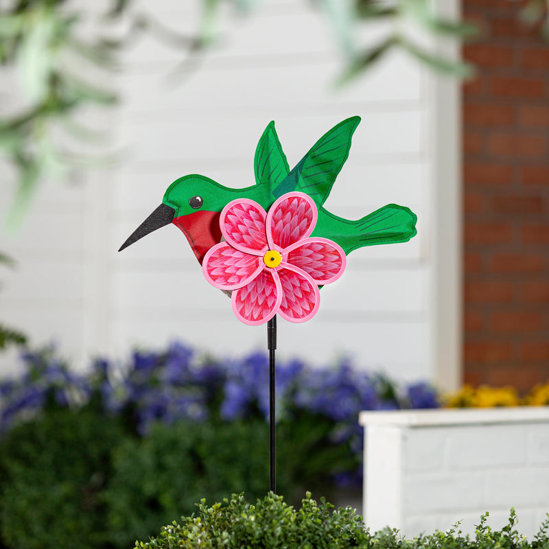 Hummingbird and Daisy Pinwheel Spinner
