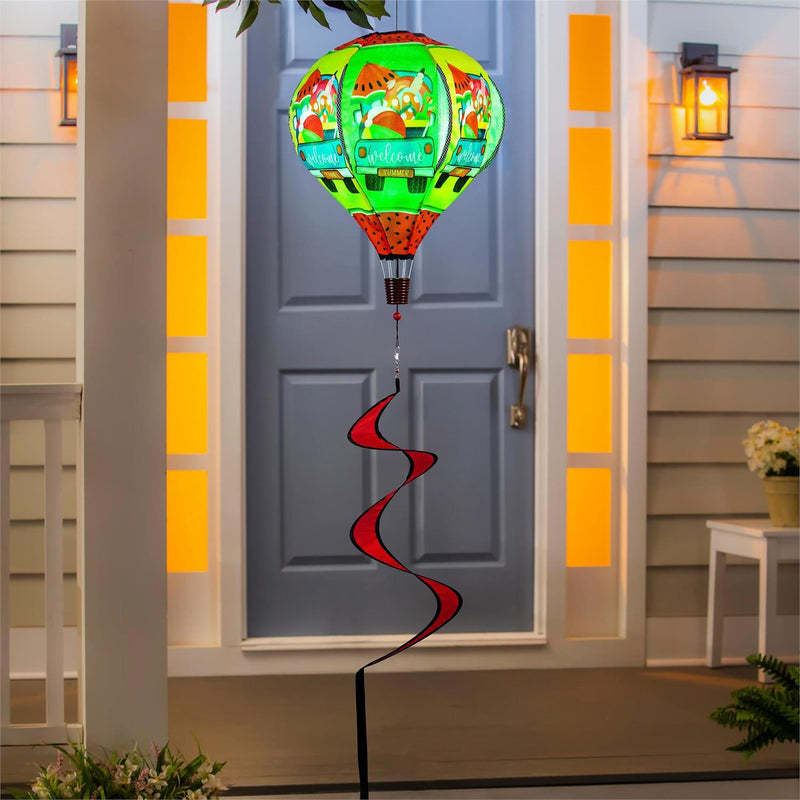 Welcome Summer Truck Solar Lit Burlap Balloon Spinner