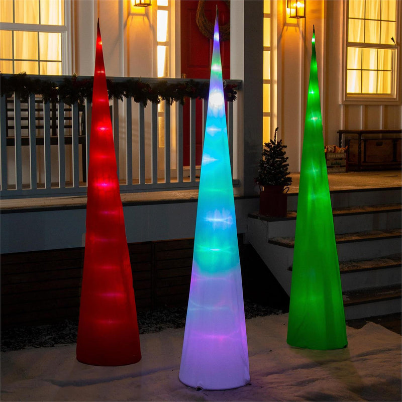 Decorative Tree Fabric Cone 3D Garden Stake with Color Changing Lights